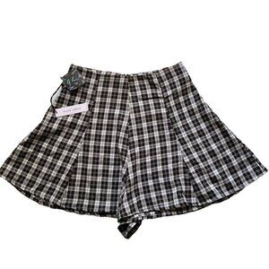 After Party Vintage Womens Black Plaids Flutter High Waisted Shorts Size S